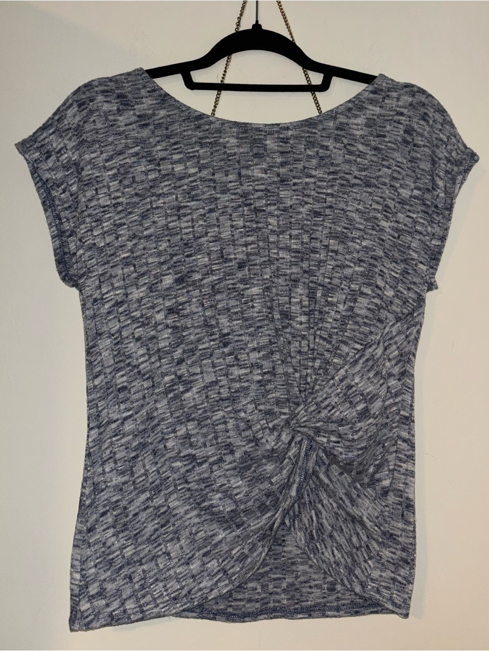 Anthropologie W5 Twist-Front Short Sleeve Top - Blue Marled